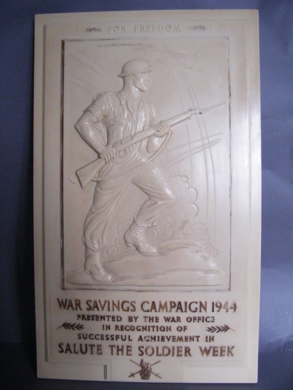 1944 &quot;Salute the Soldier&quot; Bakelite Commemorative Plaque  **SOLD**