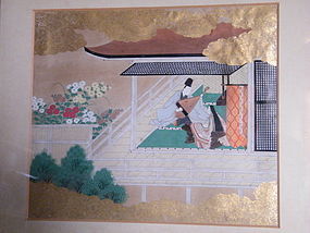 Japanese Painting  'Scene from The Tale of Genji', 19th Century