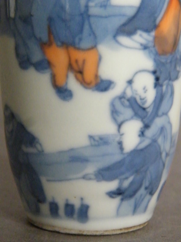 Inscribed Chinese Porcelain Boys Snuff Bottle date 1907