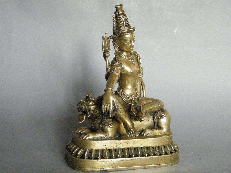 Rare Antique Tibetan Bronze Bodhisattva Simhanada Lokesvara