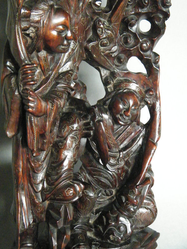 Fine &amp; Rare 18th/19th Century Carved Hardwood Sculpture - Hehe Erxian