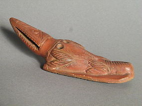 Rare Crocodile Form Burnished Earthenware Egyptian Foot Rasp