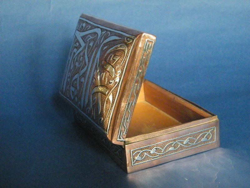 Silver Overlaid Copper Cigarette Box from Egypt, c 1900-1940 **SOLD**