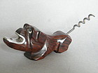 Rare Art Deco Rosewood Dog Bottle Opener and Corkscrew, circa 1930s