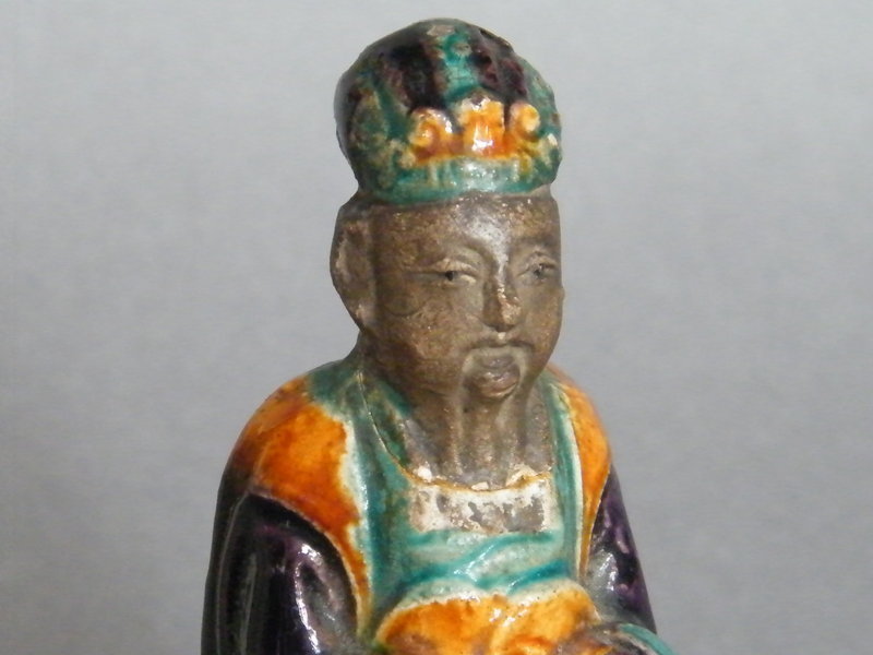 Chinese Glazed Stoneware Figure, Wen Chang, Ming Dynasty (1368 - 1644)