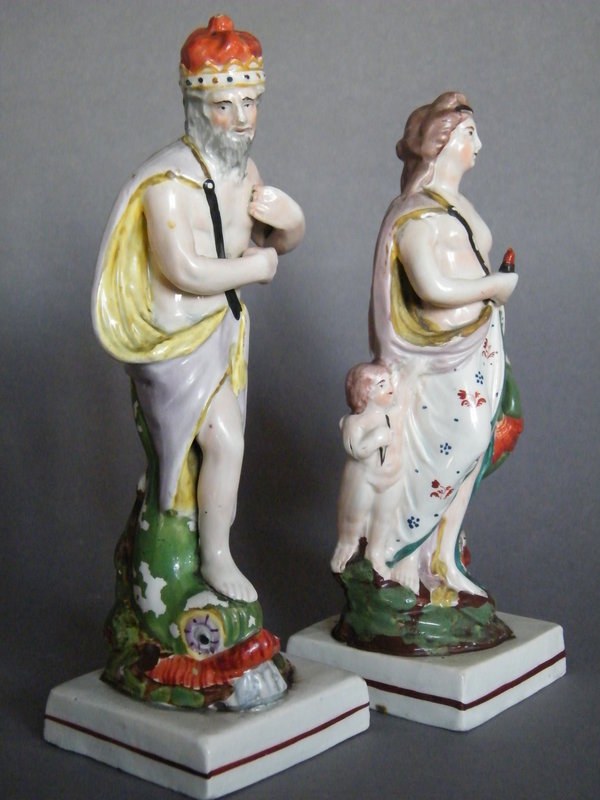 Staffordshire Pearlware Figures &quot;Neptune &amp; Venus&quot; c1790-1810 *SOLD*