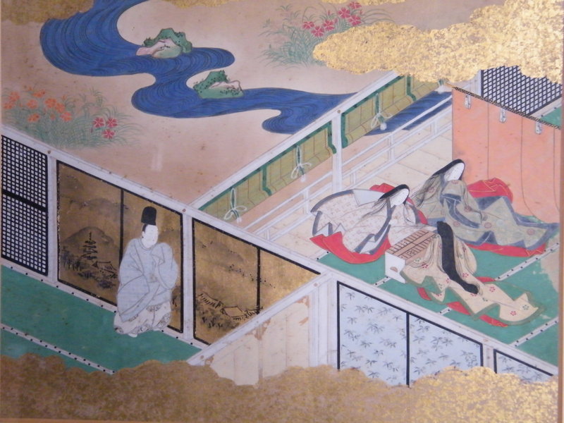 Japanese Painting 'Scene from The Tale of Genji', 19th Century