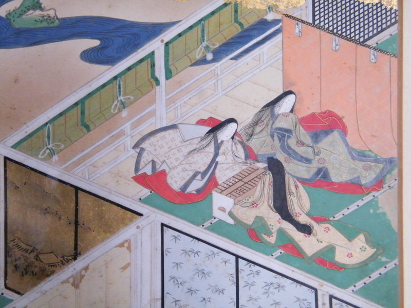 Japanese Painting 'Scene from The Tale of Genji', 19th Century