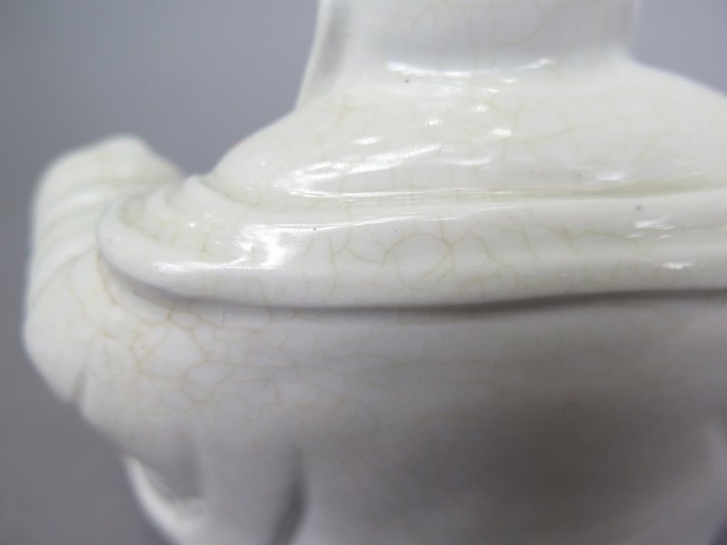 Rare Jingdezhen White Glazed Chinese Porcelain Budai - 18th Century