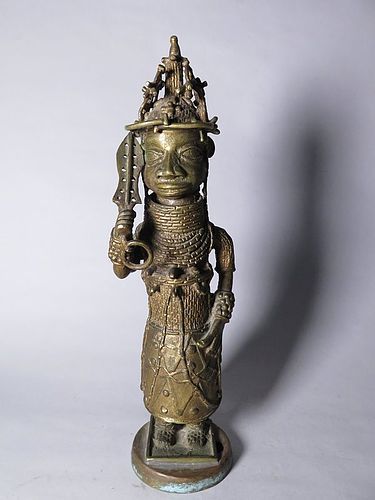 Benin Bronze Guardian Figure from Nigeria, circa 1920-1960