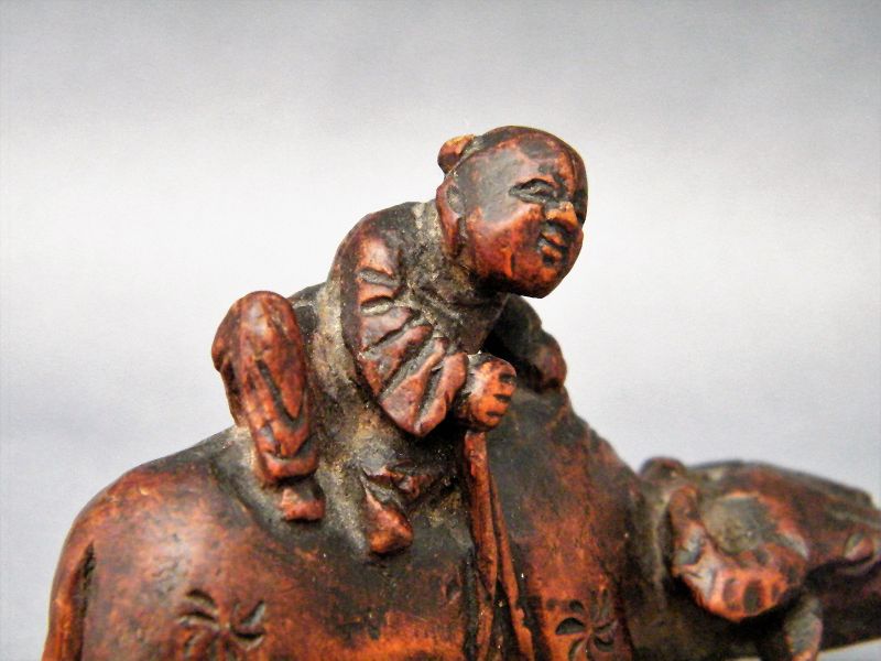 Rare Chinese Carved Bamboo Boy on Buffalo, Ming Dynasty 1368-1644