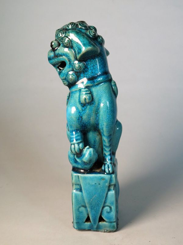 Rare Chinese Turquoise Enamelled Buddhist Guardian Lion,17/18 Century