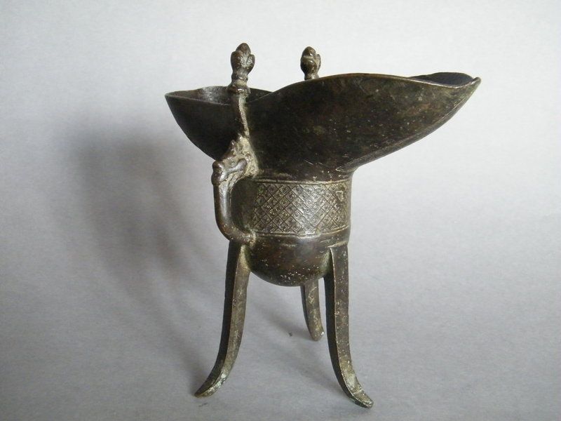 Rare 15th Century Chinese Ming Bronze Jue Dated Hongzhi 1492