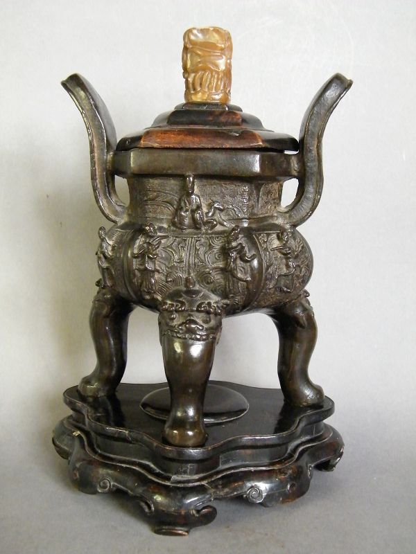 Rare Chinese Ming Dynasty Bronze &quot;Immortals&quot; Censer (1368-1644)