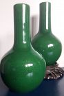 Pair of 18th/19th Century Chinese Apple Green Glazed Vases