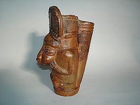Rare Terracotta Early 20thC African Pipe Head Cameroon