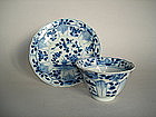 Blue/ White Chinese Export Cup Saucer - Kangxi