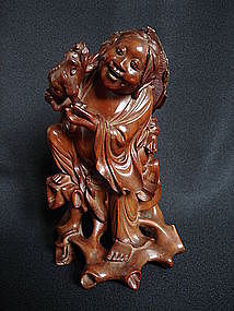 Chinese Hardwood Carving of Liu Hai - Guangxu