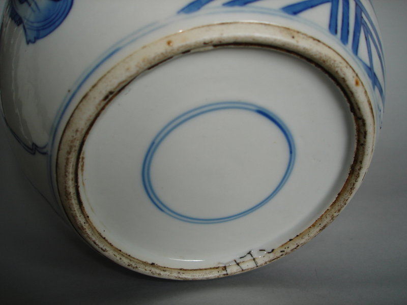Fine &amp; Rare late 17C Chinese Blue &amp; White Jar - Kangxi