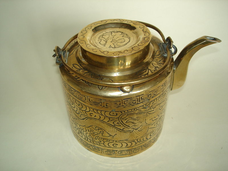 Brass Chinese Export Tea Kettle c1890-1920