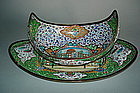 Early 20th Century Persian Enamel Bowl and Stand