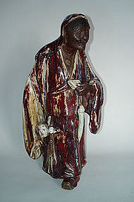 19/20 C Chinese Flambe Glazed Shiwan Stoneware Figure