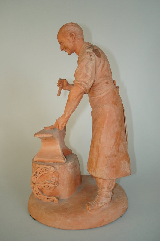 1950s Terracotta Model  Blacksmith Peggy Davies, signed