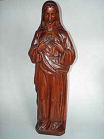 Important Carved  Wood Madonna by Cabrini Orphan -1911