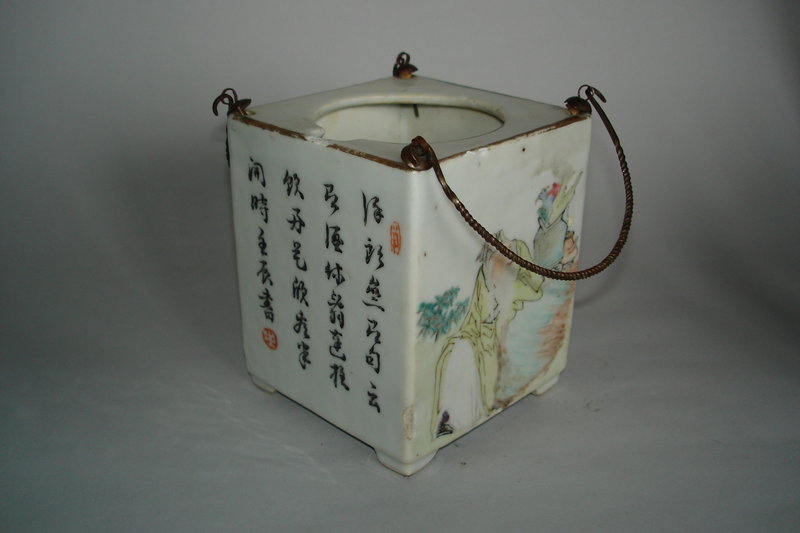 19C Chinese Wine Ewer Calligraphy, Li Bai Poem, Tongzhi