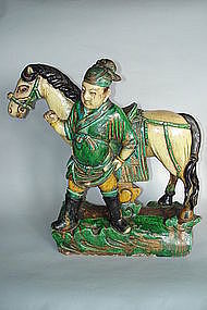 Ming Dynasty Roof  Ridge Tile Horse & Groom (1368 -1644