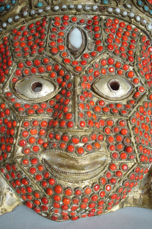 Pair Early 20th Century Himalayan Masks  Tibet or Nepal