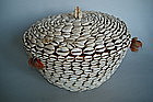Early 20th Century African Cowrie Shell Basket & Cover