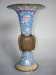 Rare 18th Century Chinese Enamel Vase - Gu - Qianlong