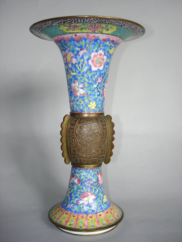 Rare 18th Century Chinese Enamel Vase - Gu - Qianlong