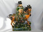 Fine Very Rare Ming Celestial Horse & Rider Ridge Tile