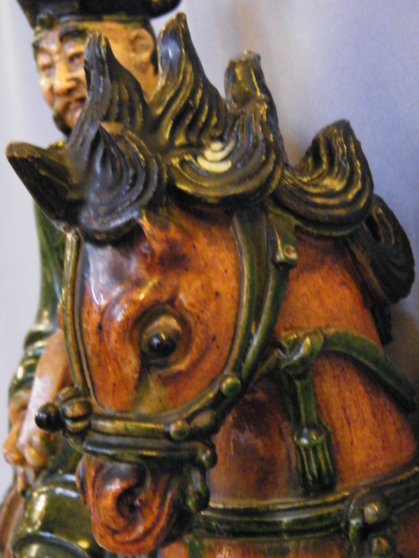 Fine Very Rare Ming Celestial Horse &amp; Rider Ridge Tile