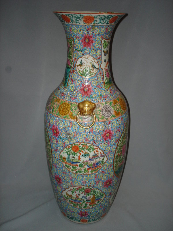 Large 64cm Mid 19th Century Chinese Famille Rose Vase