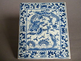 Rare Blue & White Porcelain Tile, probably 19th Century