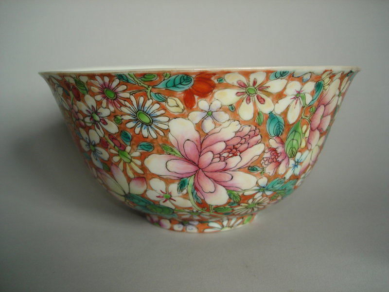 Famille Rose Millefleur Chinese Export Bowl c1875-1908