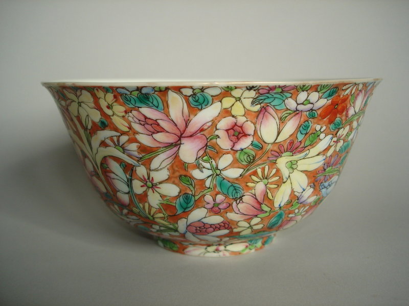 Famille Rose Millefleur Chinese Export Bowl c1875-1908