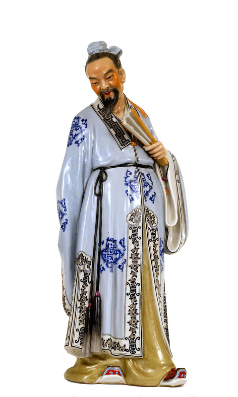 Chinese Famille Rose Calligrapher Wang Xizhi Figurine