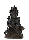 16C Chinese Bronze Quan Yin Buddha Ride Beast