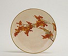 Japanese Satsuma Maple Leaf Plate Yabu Meizen