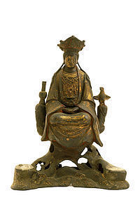 17C Chinese Lacquer Bronze Guan Kwan Yin Buddha