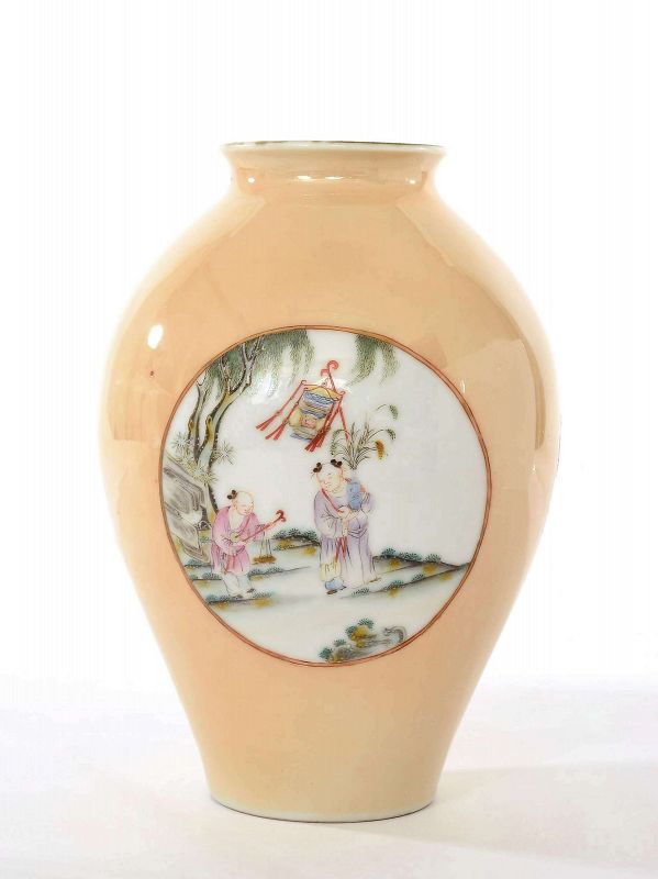 Early 19C Chinese Famille Rose Kids Goat Figurine Vase Marked
