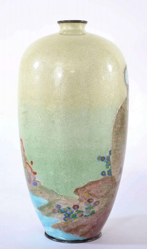 1900’s Japanese Kawaguchi Bunzaemon Cloisonne Silver Vase Mk