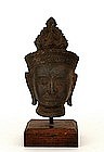 19C Thai Burma Cambodia Bronze Buddha Head