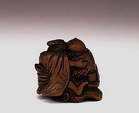 18C Japanese Wood Netsuke Erotic Couple Sg