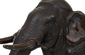 Lg Meiji Japanese Bronze Elephant Okimono Sg