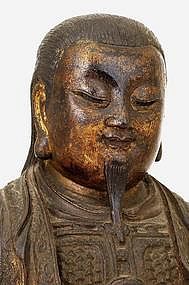 16C Chinese Gilt Lacquer Bronze Zhen Wu Deity Buddha